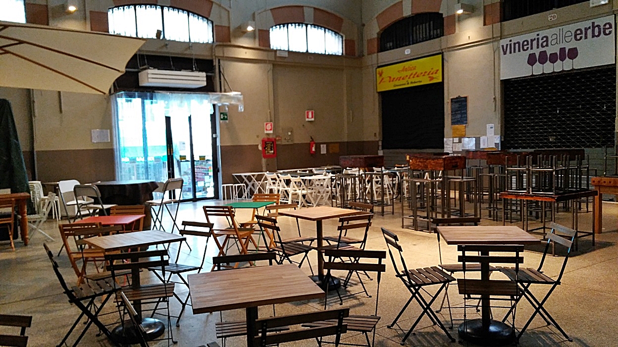 The Mercato delle Erbe in empty state, Bologna - Italy