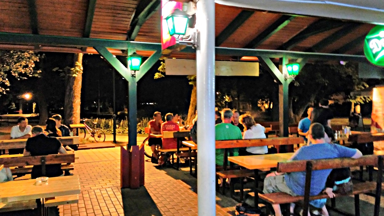 The row of Pavilions at night in Keszthely, Lake Balaton - Pubtourist